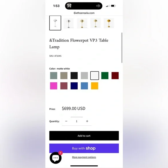 &Traditon Flowerpot Lamp in white and yellow - Picture 2 of 6